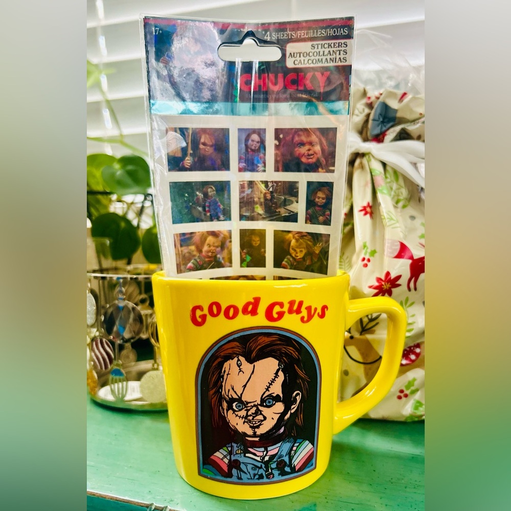 Chucky Coffee Mug Cup w/ Stickers Good Guys Child’s Play New